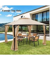 10 x 12 Feet Gazebo Replacement Top with Air Vent and Drainage Holes-Beige
