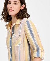 Tommy Hilfiger Women's Striped Roll-Tab Shirt