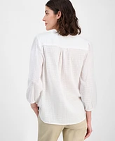 Tommy Hilfiger Women's 3/4-Sleeve Pintuck Tunic Top
