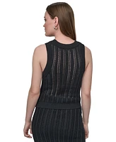 Dkny Jeans Women's Crewneck Pointelle-Stitch Tank Sleeveless Sweater
