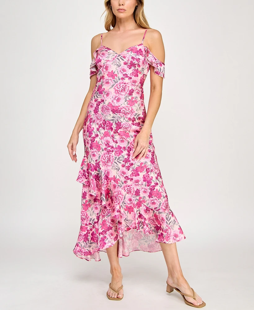 Bcx Juniors' Floral-Print High-Low Dress