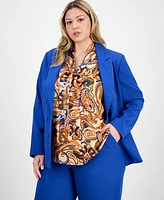 Tahari Asl Plus Faux Double-Breasted Boyfriend Blazer