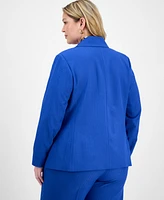 Tahari Asl Plus Faux Double-Breasted Boyfriend Blazer