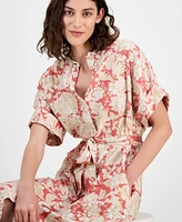 Nautica Jeans Women's Short-Sleeve Belted Mid Dress