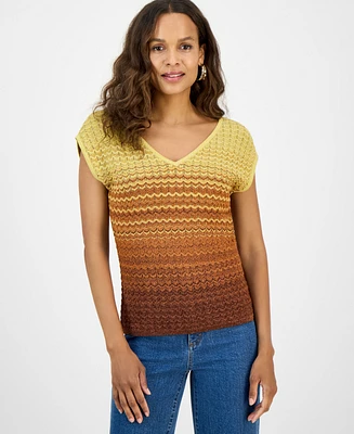 I.n.c International Concepts Petite Knit Ombre Stripe Top