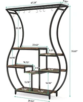 Tribesigns 6-Tier Plant Stand, 70.9 Inch Tall Plant Shelf with 10 Hanging Hooks, Vase Shape Ladder Plant Stand, Multi-Purpose Plant Display Rack for I