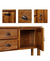 Retro Style Solid Wood Sideboard with Drawers & Cabinets