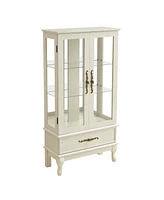 Curio Cabinet Lighted Glass Cabinet Glass Wine Cabinet Curio Display Cabinet with Adjustable Glass Shelves 2 Doors and 1 drawer Cabinet Sideboard With