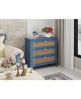 3 Drawer Cabinet,Natural rattan,American Furniture,Suitable for bedroom, living room, study