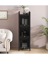 Modern Glass Door Cabinet with Multi-tier Storage (Entryway, Living Room, Bathroom, Dining Room