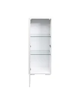 Storage Cabinets with aluminum strip lamp,with Glass Shelves, for Living Room/Bedroom/Office