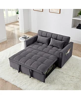 54.33 inch versatile foldable sofa bed in 3 lengths, modern sofa sofa sofa velvet pull-out bed, adjustable back (Gray)
