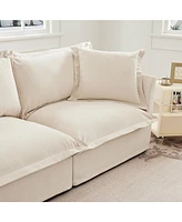 U Shape Sectional Sofa, Armless with Ottoman and French Edge, Comfortable Deep Seat