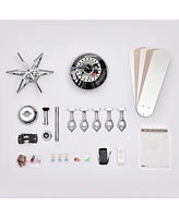 52" Dual Wood 5-Blade Crystal Ceiling Fan with Remote