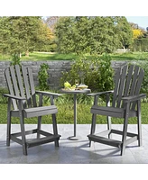 Hdpe Patio Chair with Armrest and Footrest for Indoor Outdoor-Gray