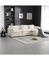 Modern Large boucle Fabric L-Shape Sectional Chenille fabric, movable pedals, detachable armrests, oversized three-seat Sofa