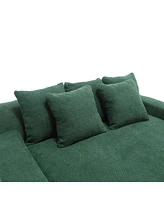 Chenille 2-seater lazy sofa With 5 back pillows, Comfy Sofa- Deep Seat Couch for Living Room, Club (Emerald)