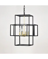 4-Light Tiered Pendant: Farm-to-Table Elegance (Matte Black & Gold)