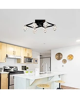 6-Light Crystal Ceiling Lamp for Dining Room, Modern Entryway Light