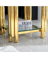 Modern Stainless Steel Coffee Side Table Set (2-Piece)