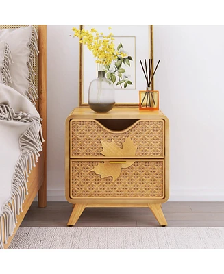 Hand-Carved 2-Drawers Accent Cabinet - Traditional Craftsmanship and Functionality Combined