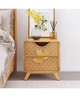 Hand-Carved 2-Drawers Accent Cabinet - Traditional Craftsmanship and Functionality Combined
