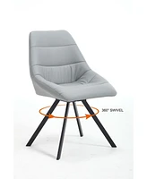 Dining Chair,Thickened fabric chairs with metal legs Set of 2,Grey