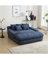 Chenille 2-seater lazy sofa With 5 back pillows, Comfy Sofa- Deep Seat Couch for Living Room, Club (Navy)