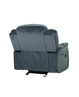 Oversized Glider Recliner with Steel Gray Plush Fabric for Timeless Comfort