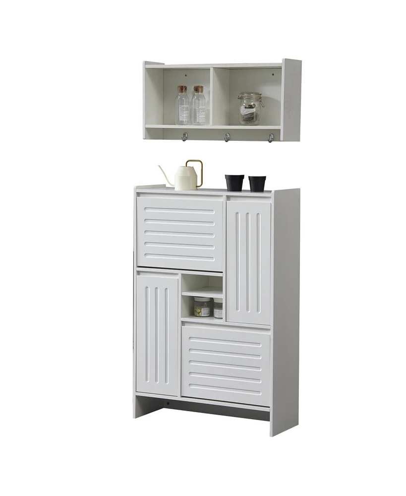 Functional Shoe Cabinet with Wall Unit: Narrow Organizer for Hallway and Bedroom (White)