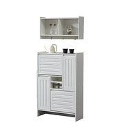 Functional Shoe Cabinet with Wall Unit: Narrow Organizer for Hallway and Bedroom (White)