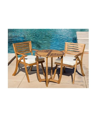 Toulon Bistro Set: Acacia Wood Dining Set With Cushions