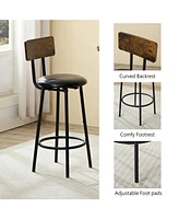 Retro Industrial 3-Piece Dining Set with Storage and Bar Chairs