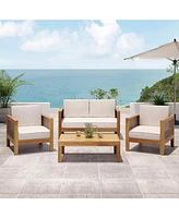 Acacia Wood 4-Seater Chat Set, Teak Finish