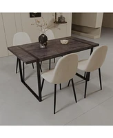 59" Black Dining Table & 4 Suede Chairs