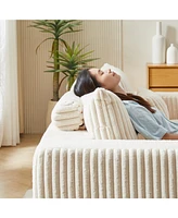87" Oversized Sectional Lounge Chaise,No Assembly Required,Cloud Plush Loveseat with Reclining Sofa Bed,Fluffy Modern Sleeper Chair for Indoor Li