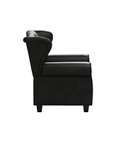 Modern Tufted Push Back Armchair Technical Leather Chair, Adjustable Single Sofa Chair with Sturdy Wood Legs for Bedroom, Living Room