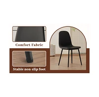 Modern Dining Set with 6 Upholstered Chairs, 55"x31.4" Black Marble Pattern