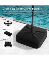 13FT Double-sided Patio Umbrella with Solar Lights for Garden Pool Backyard