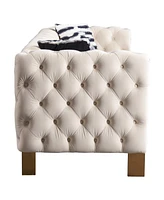 Chesterfield Modern Tufted Velvet Living Room Sofa, 84.25"W Couch,Cream