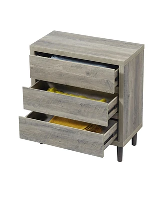 Modern Dresser with 3 Drawers: Nightstand Storage Cabinet for Bedroom