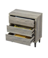 Modern Dresser with 3 Drawers: Nightstand Storage Cabinet for Bedroom
