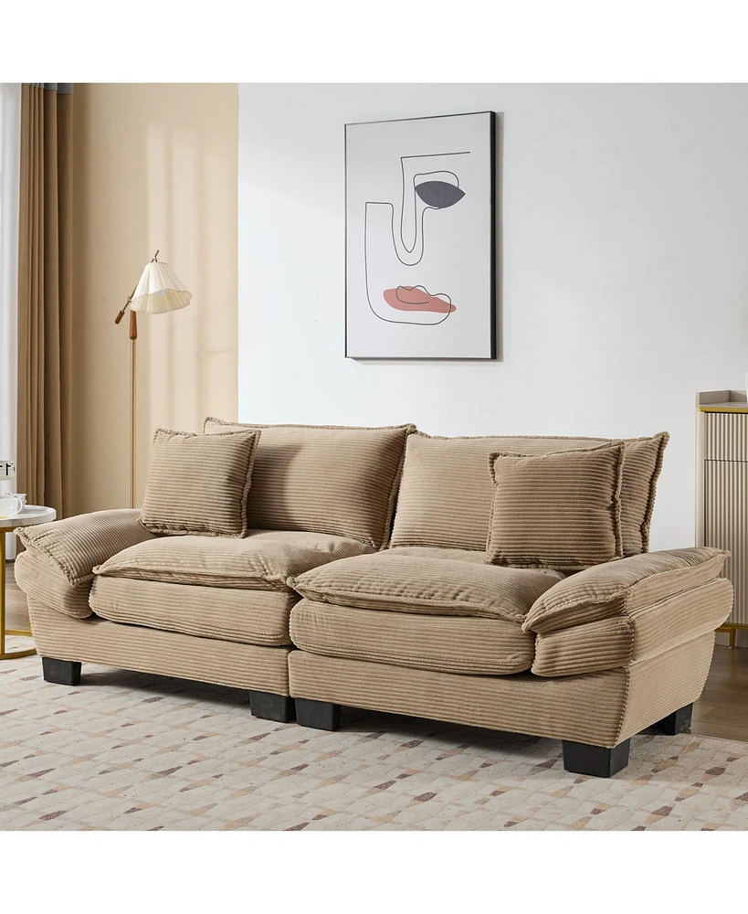 Corduroy Sofa Sleeper Couch with Pillows