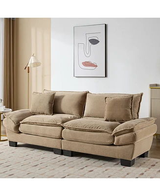 Corduroy Sofa Sleeper Couch with Pillows