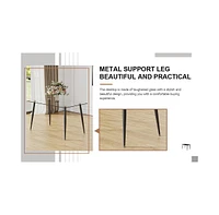 Modern Glass Dining Table, Black Metal Legs, 4-6 Seats