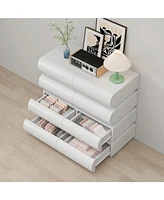 8 Drawer Dresser for Bedroom, White Dresser No Handle, Modern 8 Chest of Drawers with Wide Storage