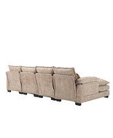 Chenille, high quality sponge filling, solid wood frame, oversized four-seater, U-shaped combination sofa