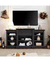 Media Console Table with Large Storage Cabinet, Modern Tv Media Entertaionment Stand, Grey, 65.75"W17"D32.48"H