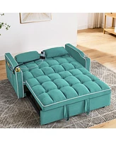 Versatile 55.5" Foldable Sofa Bed with Adjustable Back, Usb Port, and Phone Stand (Green)