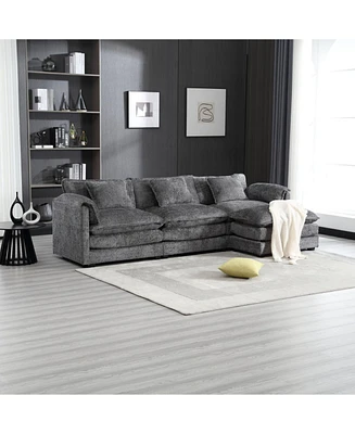Modern Large boucle Fabric L-Shape Sectional Chenille fabric, movable pedals, detachable armrests